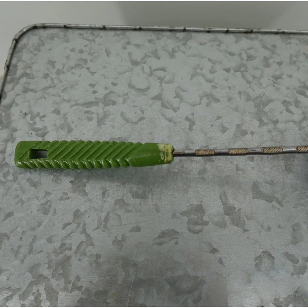 Vintage Slotted Spatula Turner Green Chevron Handle Stainless Steel Kitchen Tool